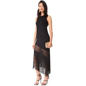 Haute Hippie /  black asymmetrical Fringe flapper Midi Couture tank Dress S